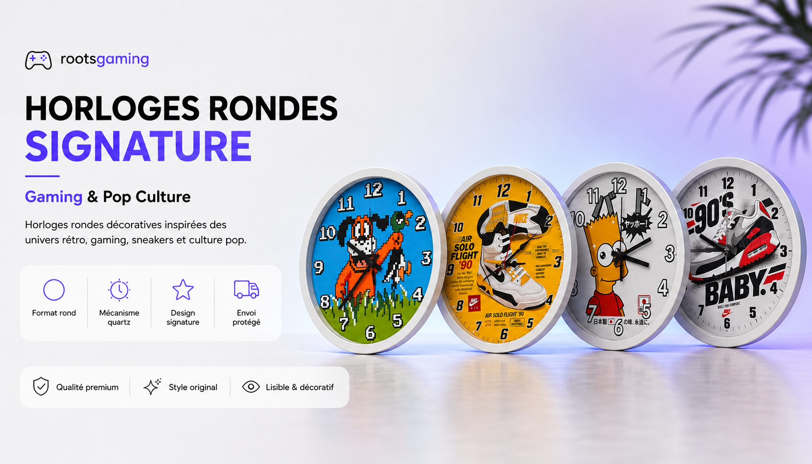 Horloge ronde signature Roots Gaming