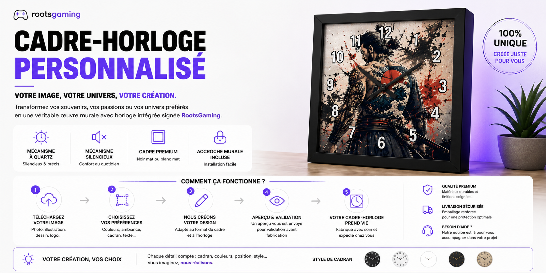 Horloge - Cadre personnalisable
