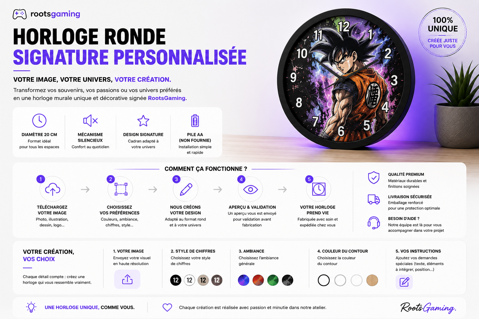 Horloge ronde Signature Personnalisable